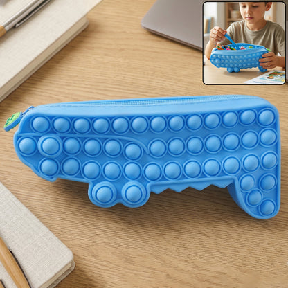 Cartoon Crocodile Shape Pop It Pencil Pouch (1 Pc)