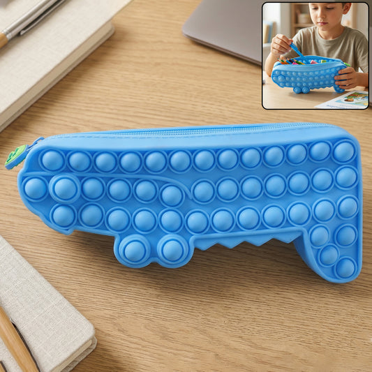 Cartoon Crocodile Shape Pop It Pencil Pouch (1 Pc)