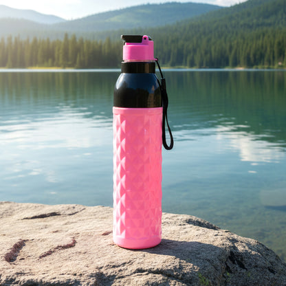 Plastic 1000 Ml Approxdiamond Pattern Leakproof Water Bottle (1 Pc)