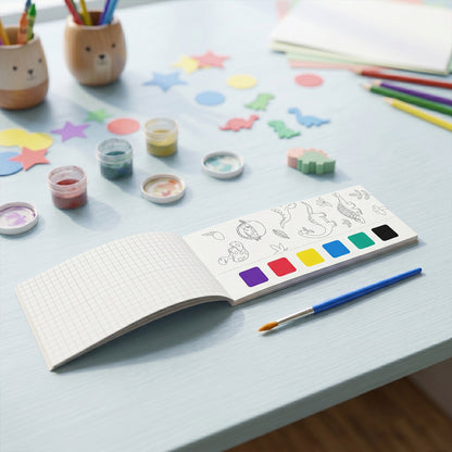 Kids Water Colour Painting Book With Brush (1 Set 12 Pages)