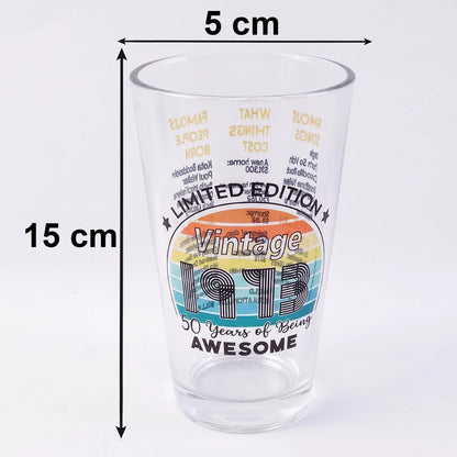 Printed Vintage Trivia Drinking Glass Tumbler For Beverages And Gifting (1 Pc)