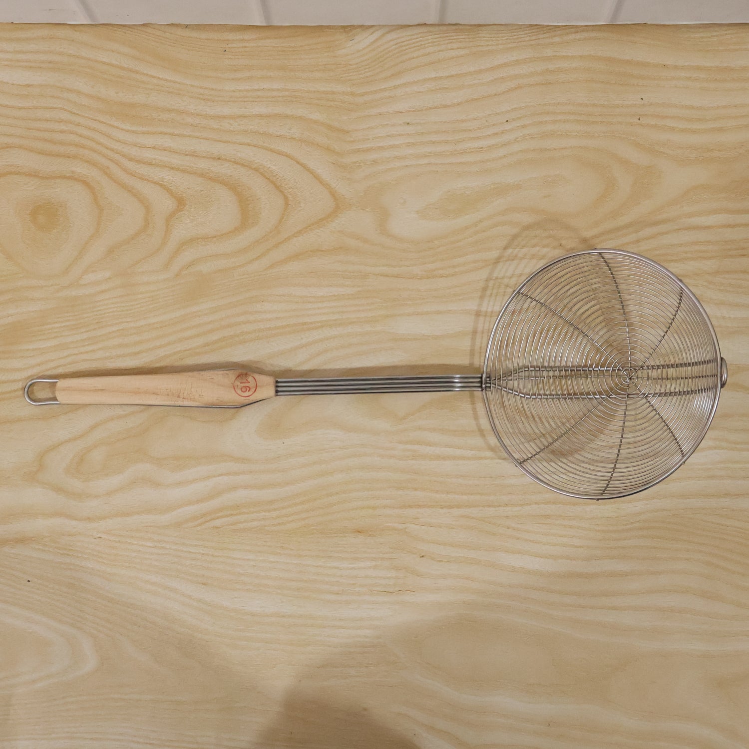 Stainless Steel Frying Skimmer Strainer With Wooden Handle (1 Pc 45 Cm)