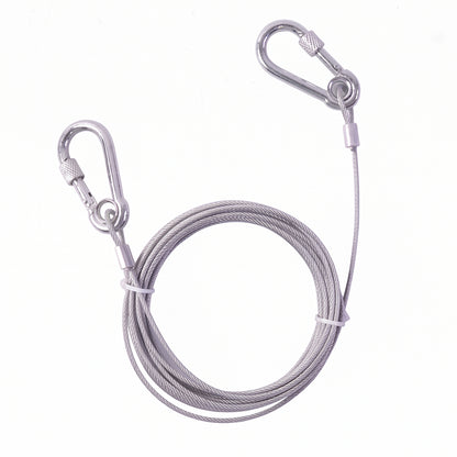 Heavy Duty Steel Wire Rope  5 Meter Clothesline With Carabiner Hooks
