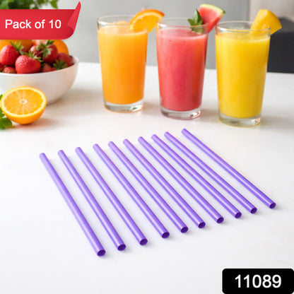 Reusable Plastic Drinking Straws Pack Of 10