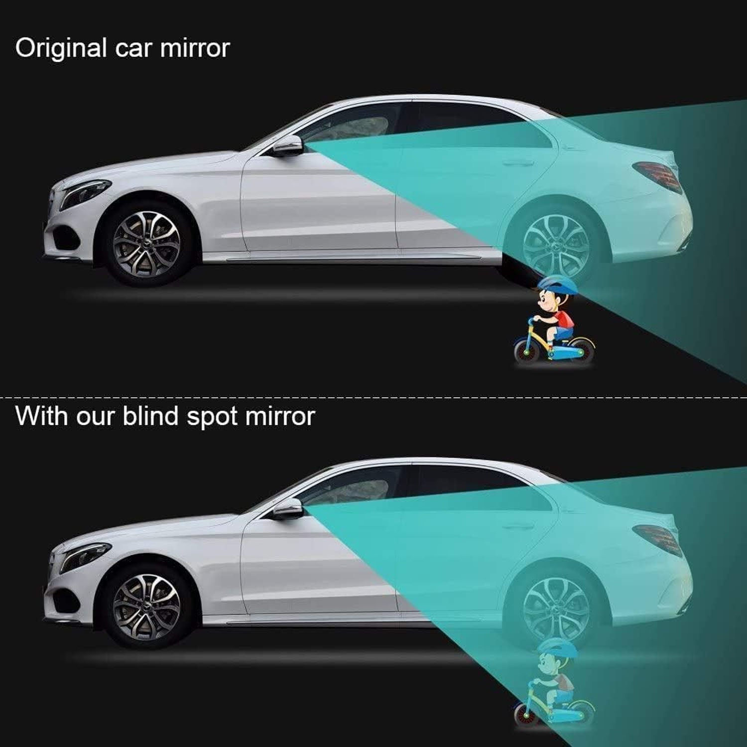White Round Car Blind Spot Rear View Mirror Set (2 Pc)