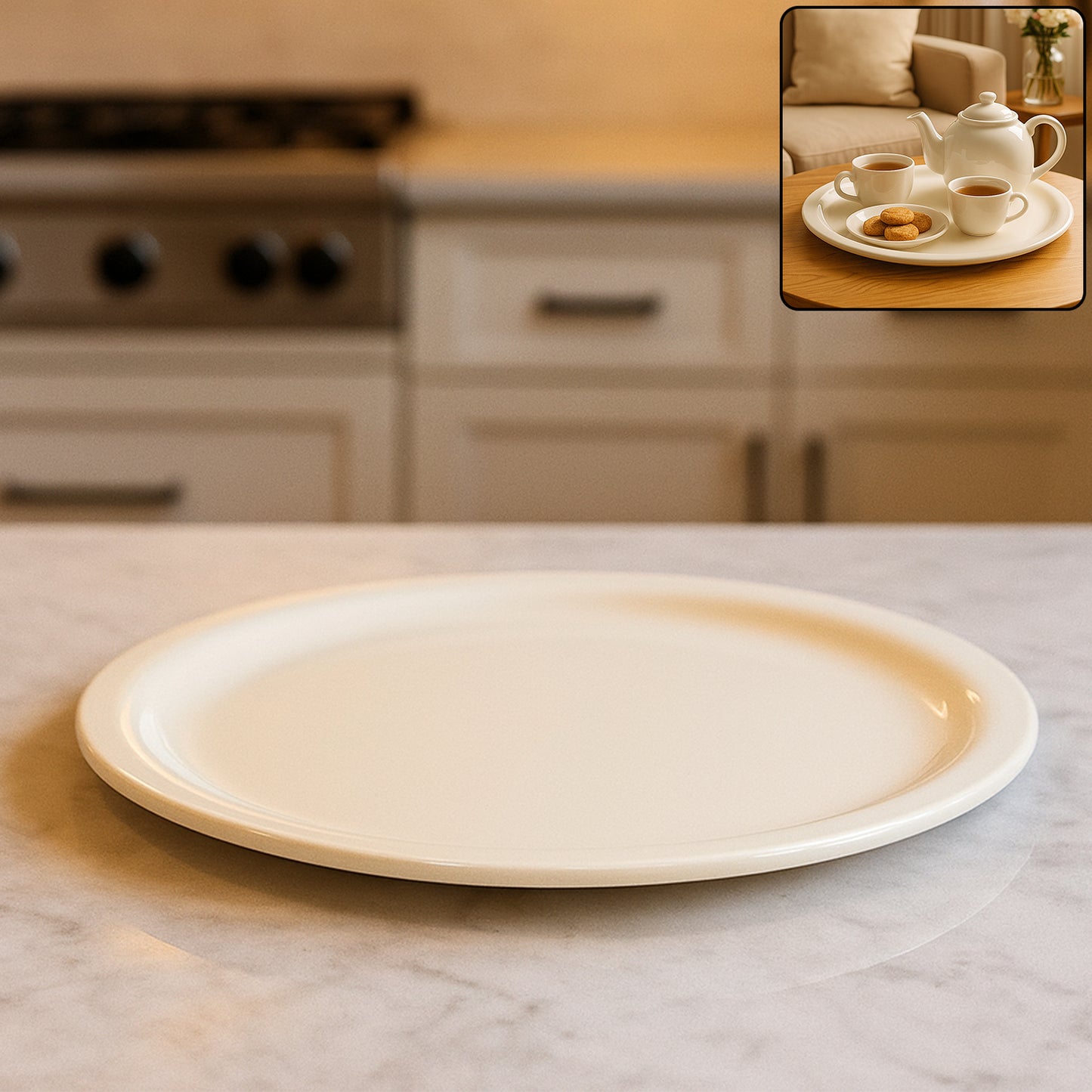 Large Round Multi-purpose Serving Plate  Tray (1 Pc  40 Cm)