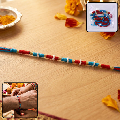 Handmade Blue And Red Thread Bracelet Rakhi (1 Pc)