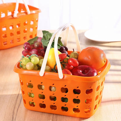 Plastic Storage Basket With Handle For Fruits Vegetables And Shopping (1 Pc)