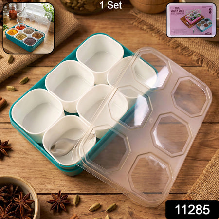 Plastic Real Masala Masti Box With 6 Compartments For Spice Storage