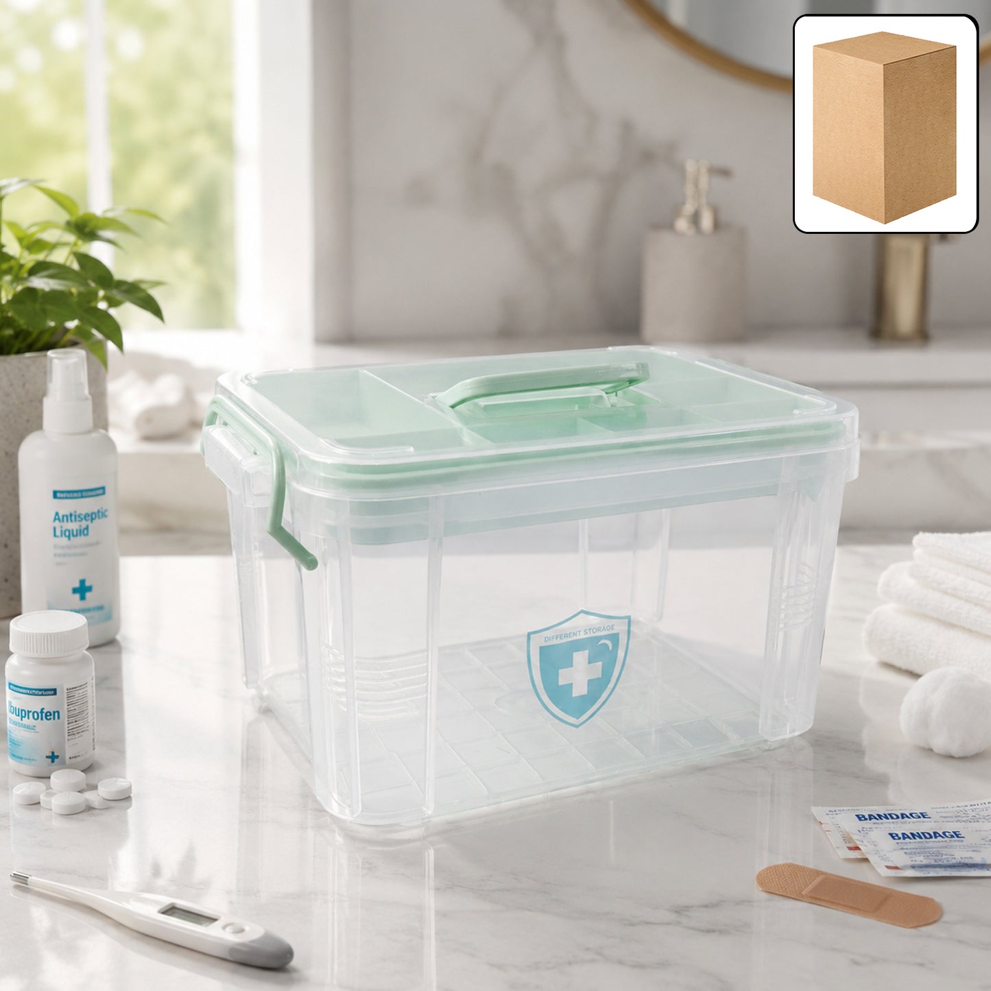 Plastic Medicine Storage Box With Lid For First Aid Tablet  Healthcare Organizer (1 Pc)