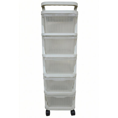 5 Layer Plastic Storage Drawer Rack Organizer With Wheels For Home (1 Pc)