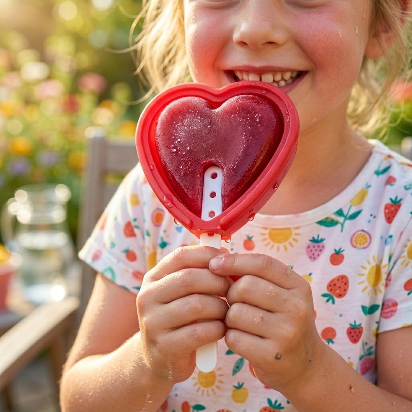 Premium Heart Shape Silicone Popsicle Mold Set 4 Pc