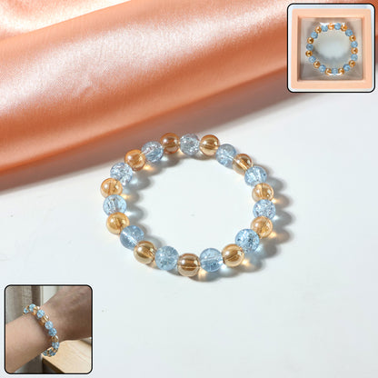 Elegant Dual-tone Crystal Beaded Stretch Bracelet (1 Pc)