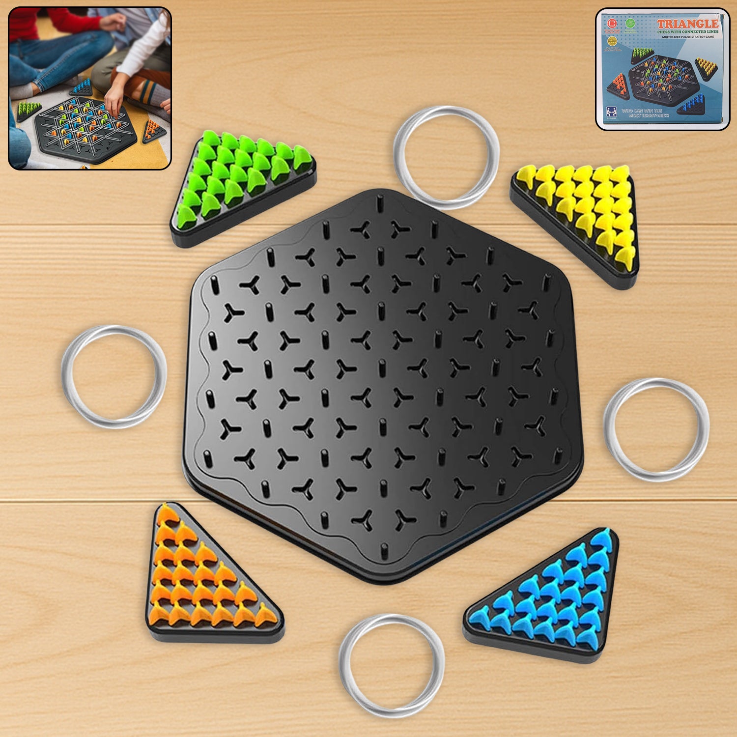 Strategic Triangle Color Matching Puzzle Board Game For Kids  Family
