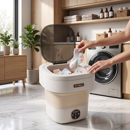 Portable Folding Washing Machine Mini Collapsible Washer With Spin Basket (1 Pc)