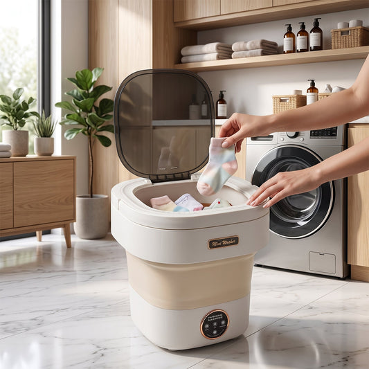 Portable Folding Washing Machine Mini Collapsible Washer With Spin Basket (1 Pc)