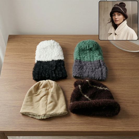 Winter Warm Woolen Beanie Cap For Men  Women (1 Pc Mix Desin)