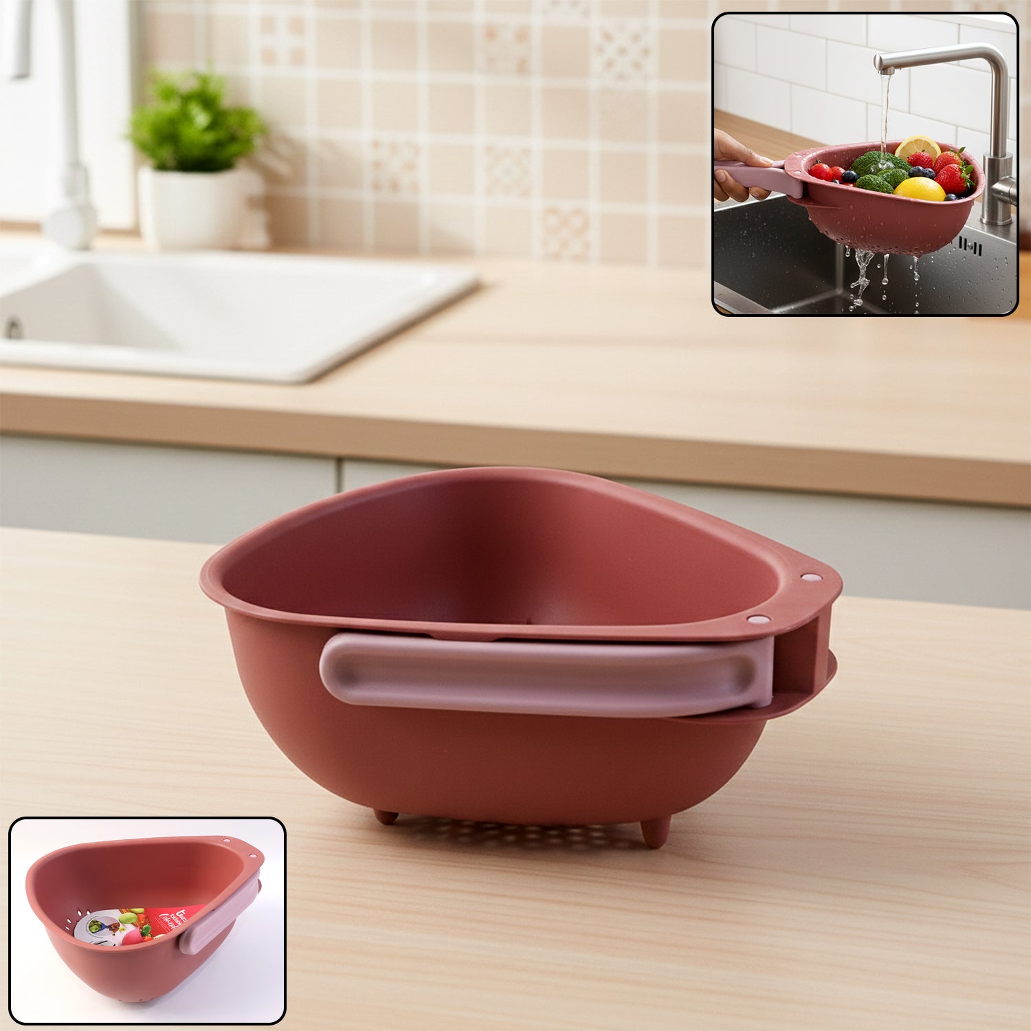 Supermom Kitchen Colander With Foldable Handle And Drain Base