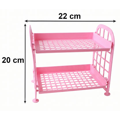 2 Layer Small Plastic Rack Multipurpose Storage Organizer Shelf Kitchen (1 Pc)