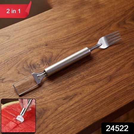 Stainless Steel 2 In 1 Watermelon Slicer Cutter With Fork Fruit Tool (1 Pc)