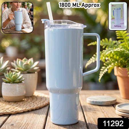 Large Capacity Travel Sipline Tumbler With Handle And Straw Lid (1800ml Approx)