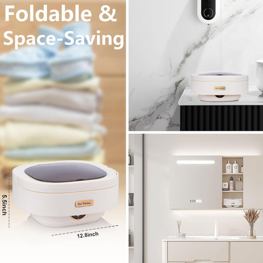 Portable Folding Washing Machine Mini Collapsible Washer With Spin Basket (1 Pc)