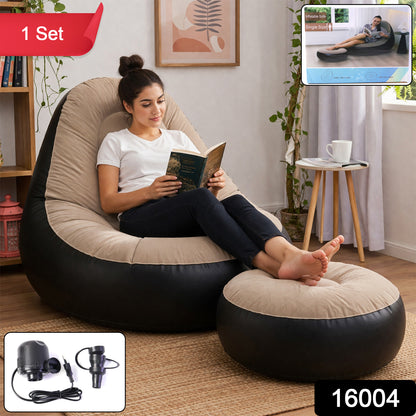 Inflatable Air Sofa Chair Set (1 Set 100x100x73 + 55x55x30 Cm)