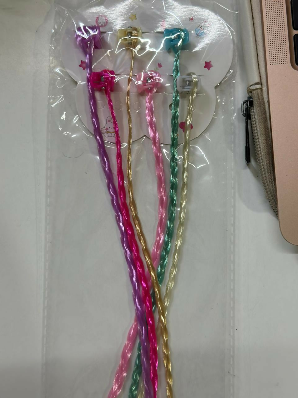 Kids Hair Braid Extensions with Clips | Fun Party Hair Accessories Pack of 6 (Color may vary)