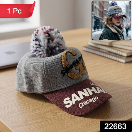 Trendy Winter Baseball Style Woolen Cap (1 Pc)