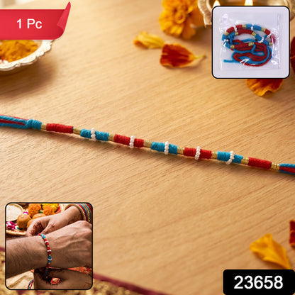 Handmade Blue And Red Thread Bracelet Rakhi (1 Pc)