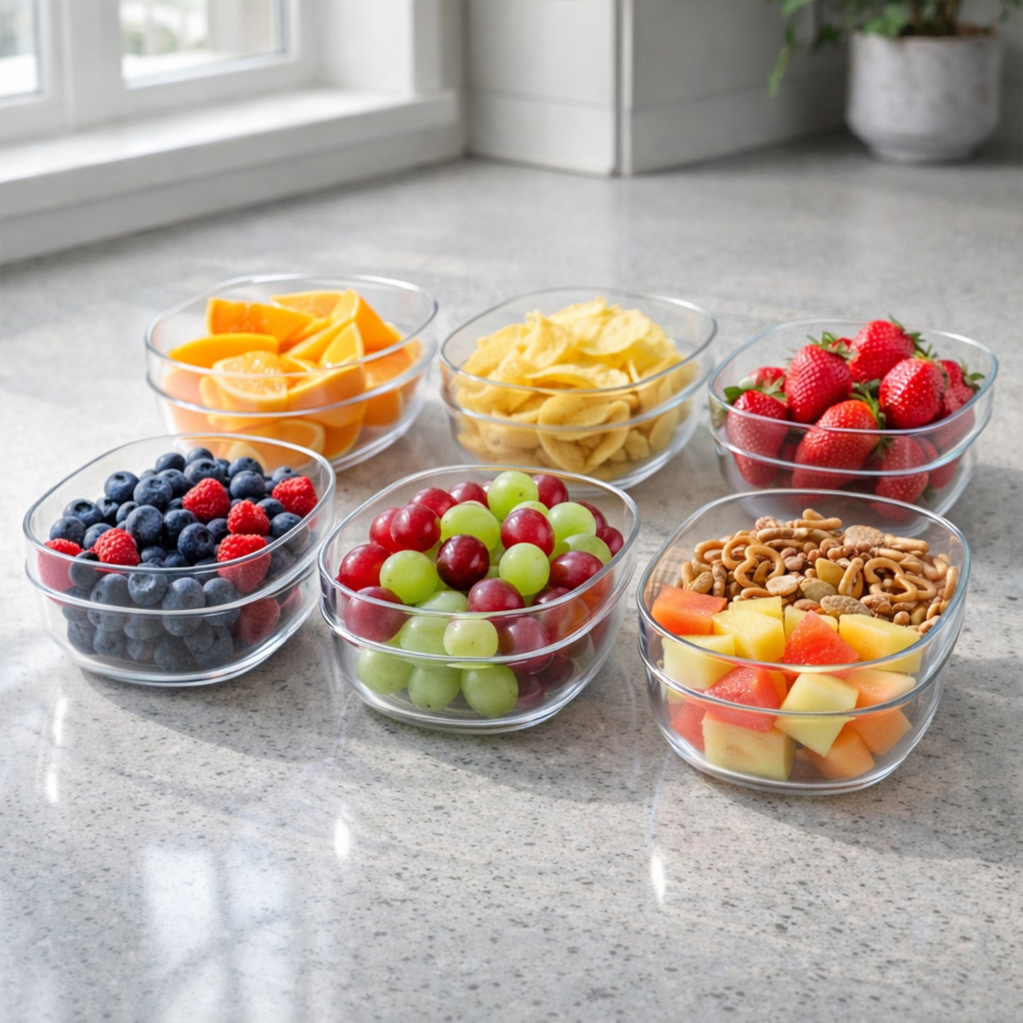 Multipurpose Transparent Serving  Storage Bowls Set (6 Pc Set)