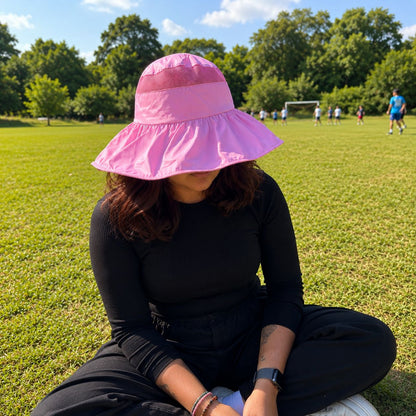 Women’s Wide Brim Sun Protection Hat with Open Top & Mesh Design (Random Color 1 PC)