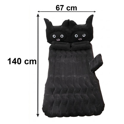 Cute Car Air Mattress Set With Black Cat Pillow For Comfortable Sleeping On The Go (1 Set)