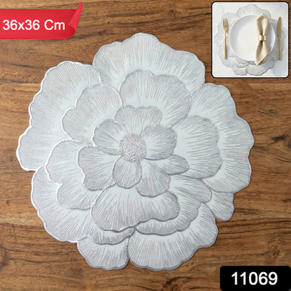 Round Floral Design Pvc Table Mat 1 Pc 36x36 Cm