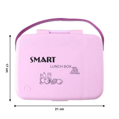 Smart Leak Proof Lunch Box With 3 Compartments And Spoon Set (1 Set)