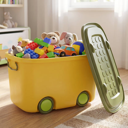 Rolling Storage Container Box With Wheels And Lid 25 Litre For Toys (1 Pc)