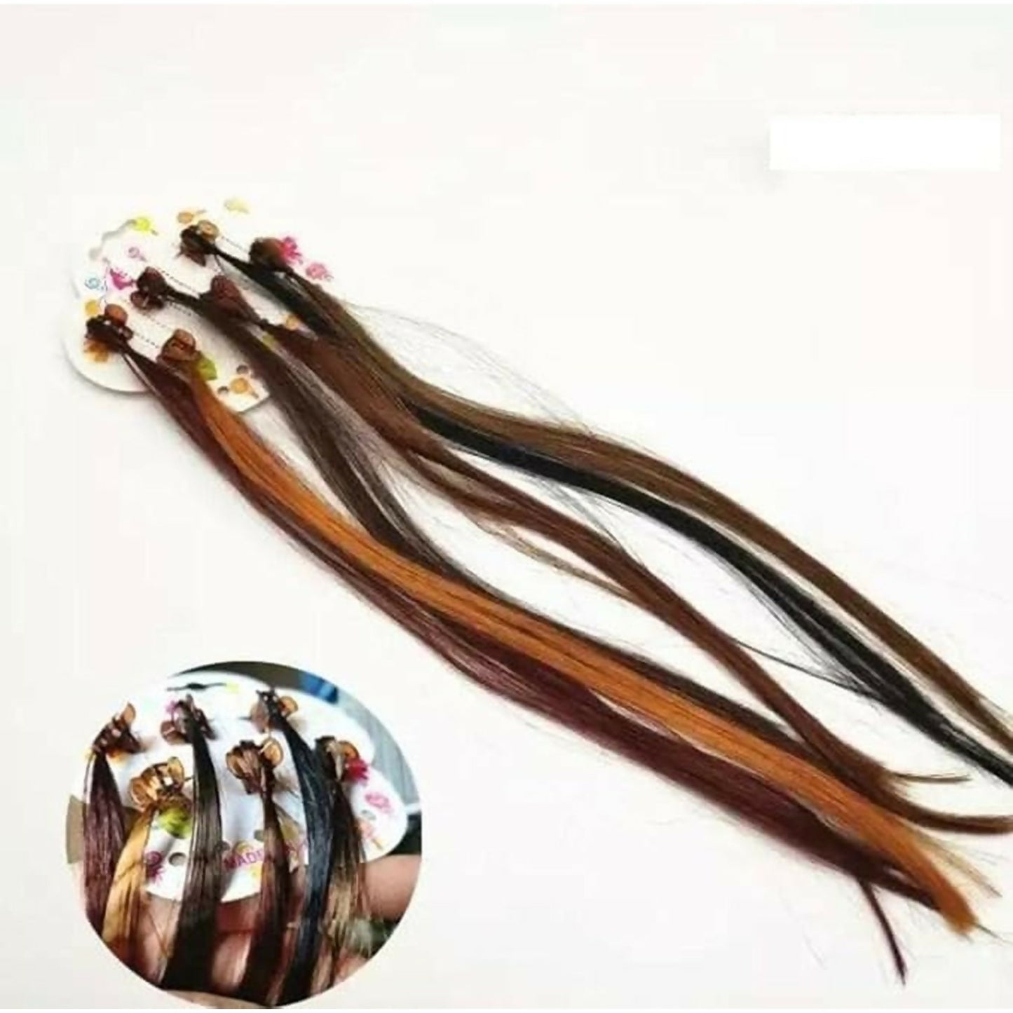 Kids Hair Braid Extensions with Clips | Fun Party Hair Accessories Pack of 6 (Color may vary)
