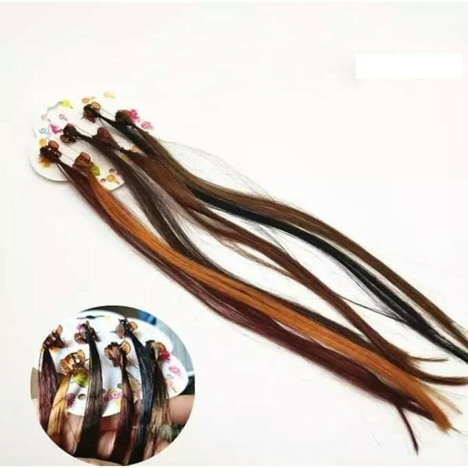 Kids Hair Braid Extensions with Clips | Fun Party Hair Accessories Pack of 6 (Color may vary)