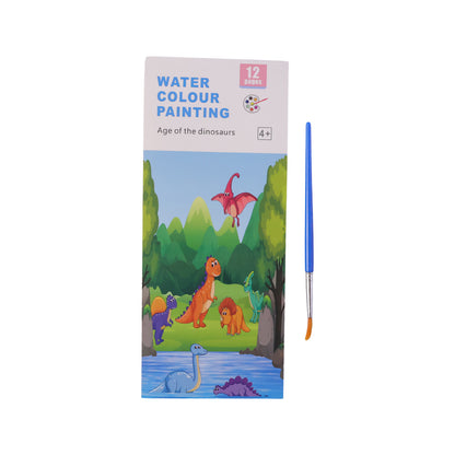 Kids Water Colour Painting Book With Brush (1 Set 12 Pages)