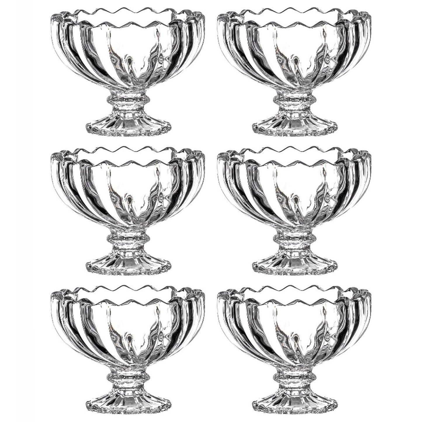 Glass Ice Cream Bowls Glass Dessert Cups For Sundae (6 Pcs)