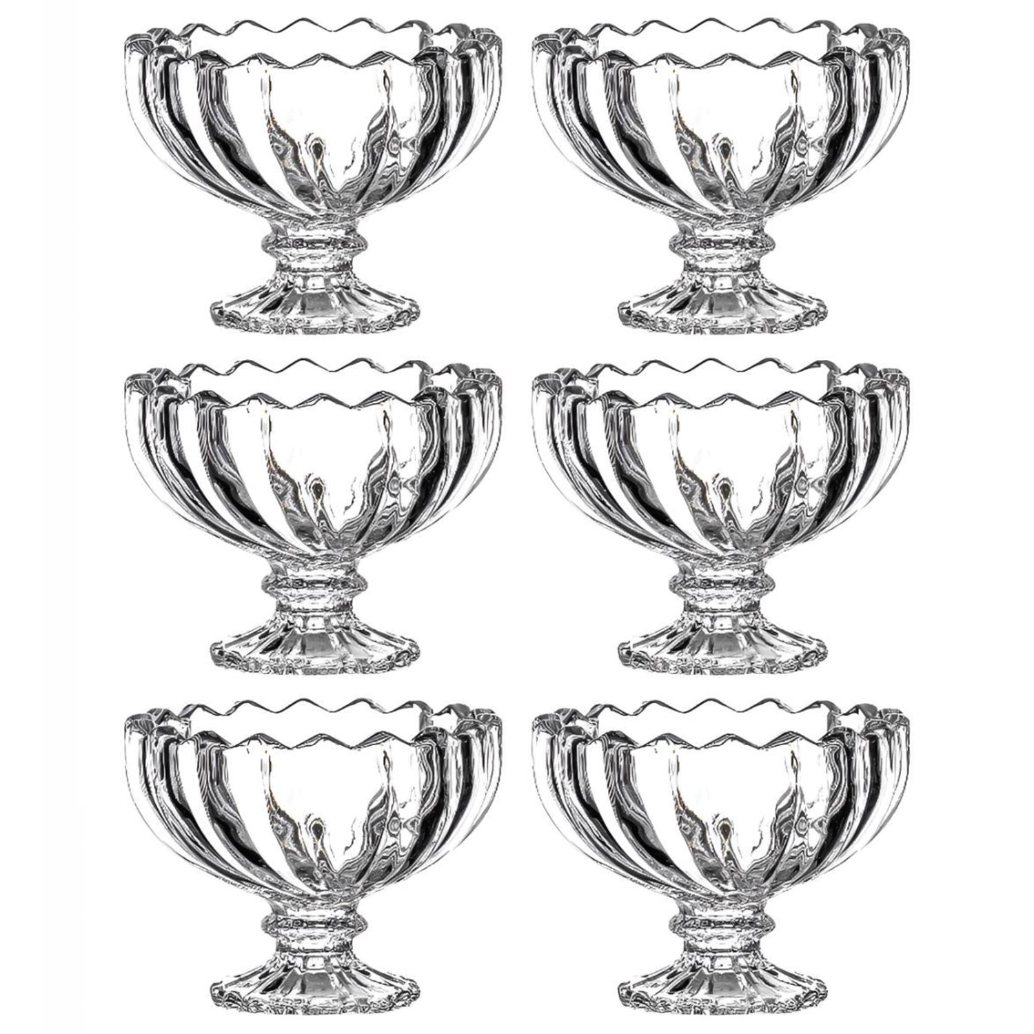 Glass Ice Cream Bowls Glass Dessert Cups For Sundae (6 Pcs)