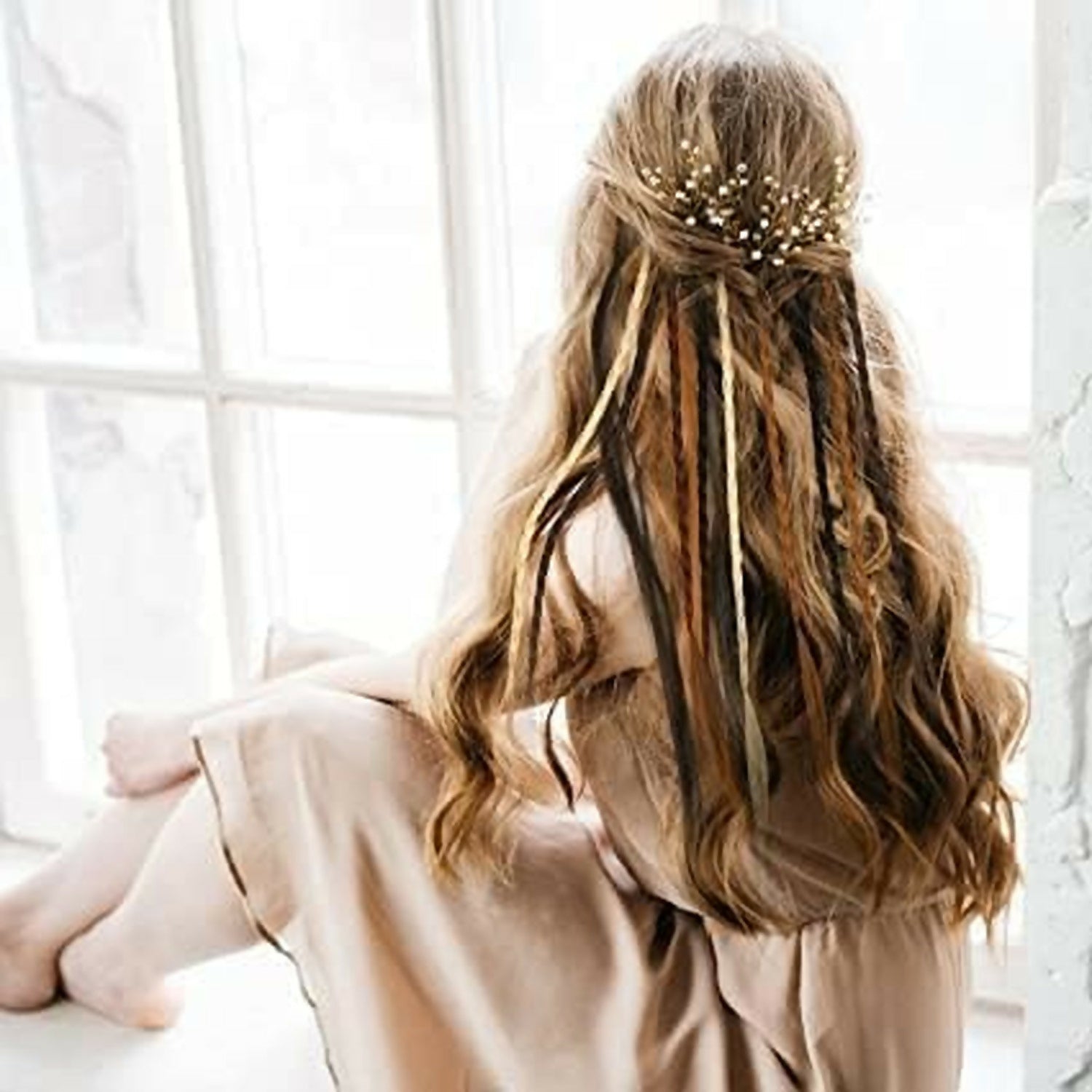 Kids Hair Braid Extensions with Clips | Fun Party Hair Accessories Pack of 6 (Color may vary)