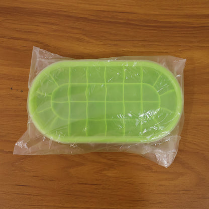 Premium Oval Silicone Ice Cube Tray With Lid (1 Pc)