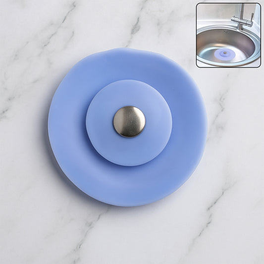Creative 2-in-1 Blue Silicone Sewer Sink Sealer Cover Drainer (Multicolour  1 Pc)