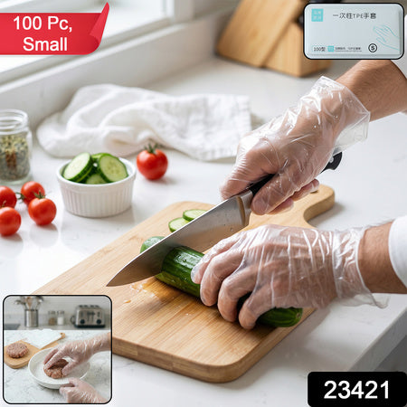 Disposable Small Plastic Gloves For Kitchen Food Handling And Cleaning Tasks (100 Pc)