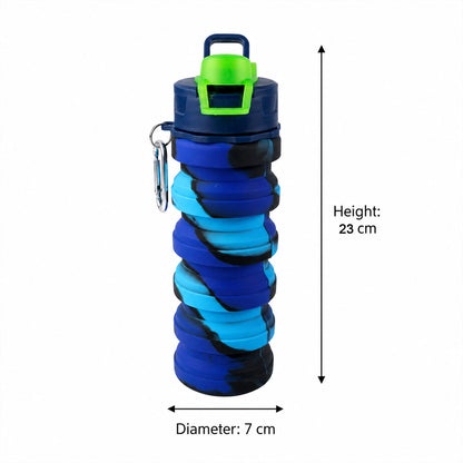 Sili Fold Collapsible Silicone Water Bottle Leakproof With Carabiner (500ml)