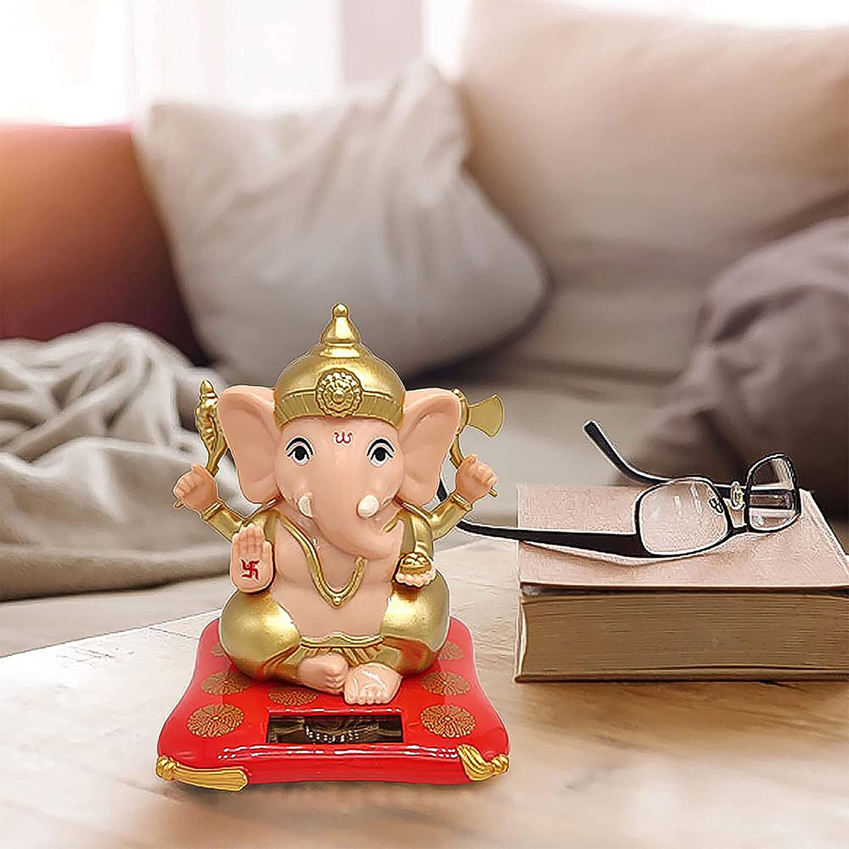 Solar-powered Dancing Ganesha Idol  Decorative Lord Ganpati Showpiece With Movement