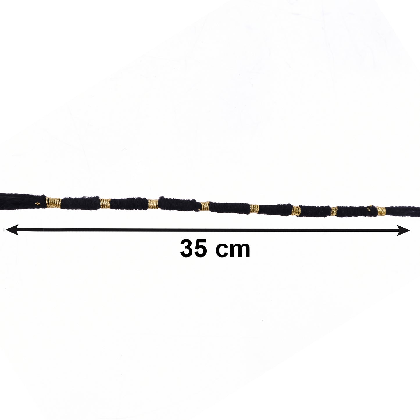 Handmade Black Thread Bracelet Rakhi With Gold Beads (1 Pc)