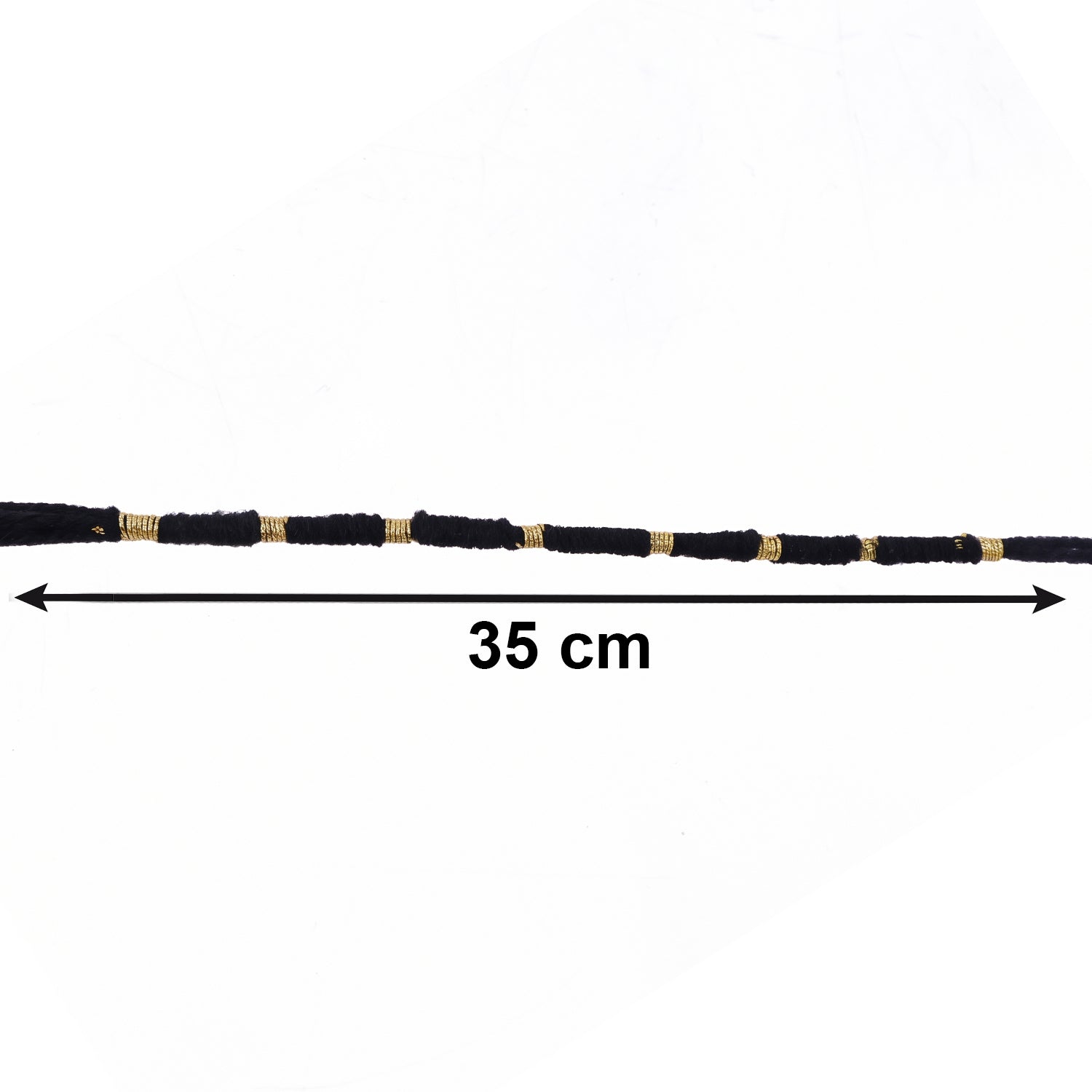 Handmade Black Thread Bracelet Rakhi With Gold Beads (1 Pc)