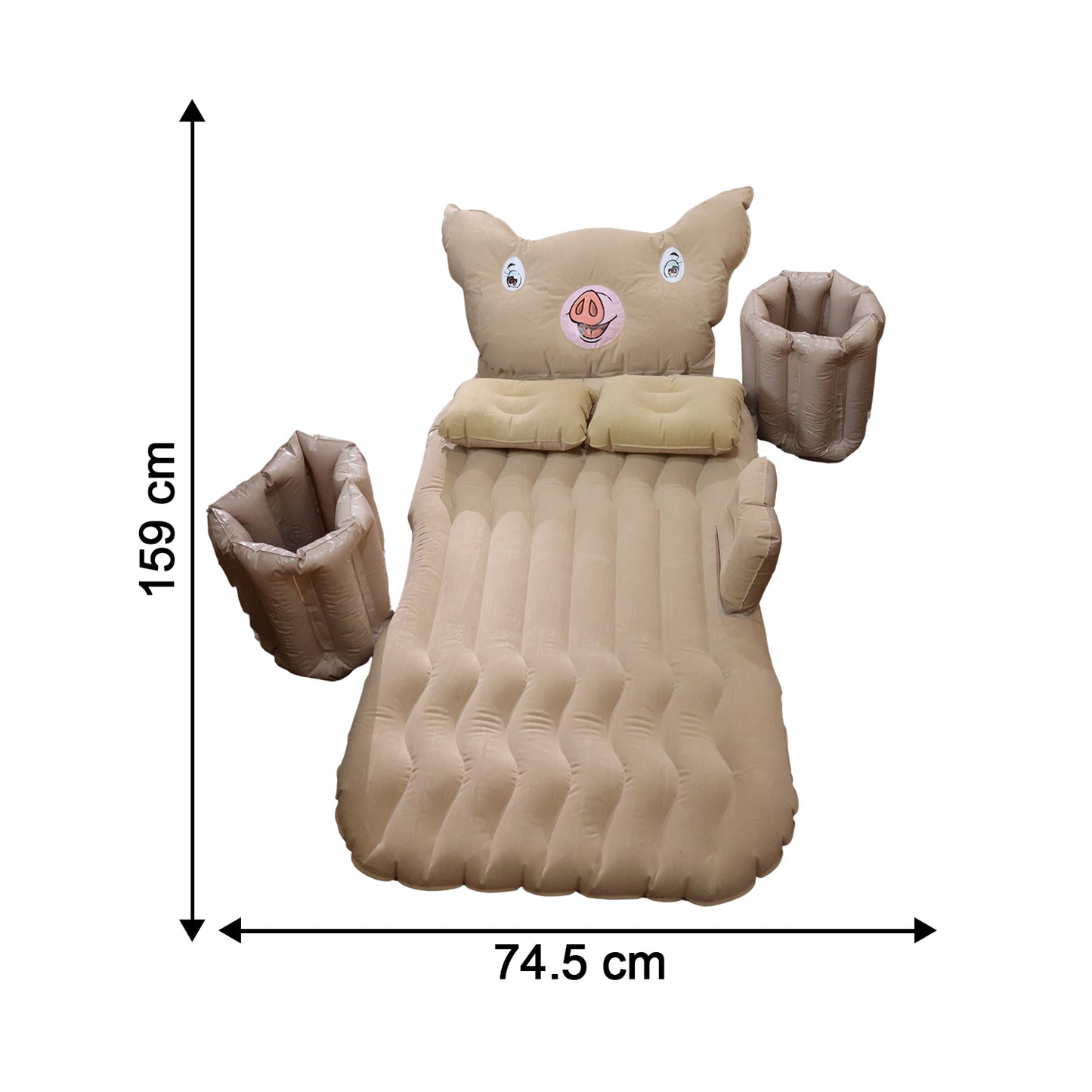 Car Air Mattress Bed Set  Cartoon Pig Design Inflatable Travel Bed With Pillows
